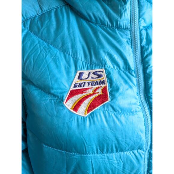 L.L. Bean Women's Cyan/Turquoise 850 fill Quilted Down Parka Hooded Winter Coat - Picture 12 of 13